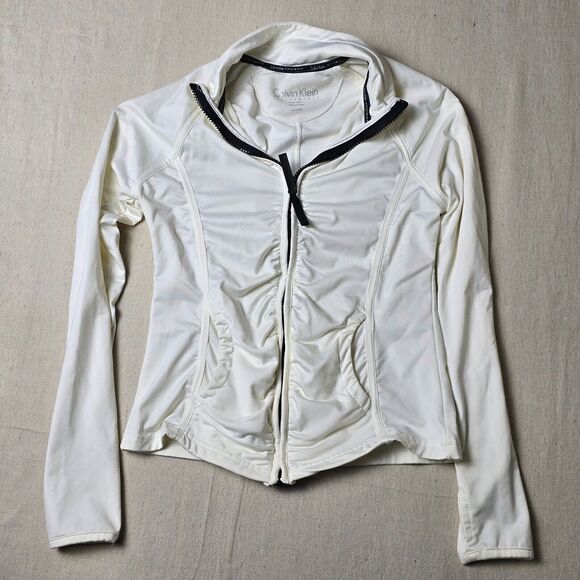 Calvin Klein Performance Jacket Women's XS‎ Ivory Quick Dry Fitness Jacket - Picture 1 of 11